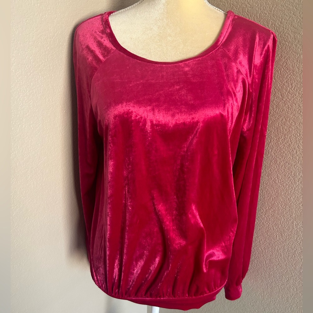 Maeve Vibrant hot pink Velvet blouse size M